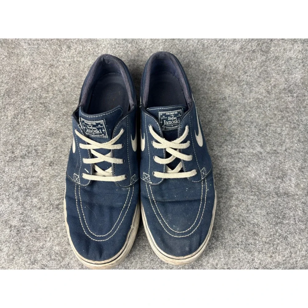 Nike SB Stefan Janoski Mens 11.5 Navy Blue Canvas Skate Shoes 615957-411